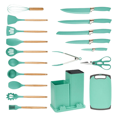 Комплект кухненски прибори 19 части, Onuvio Fiona - Turquoise